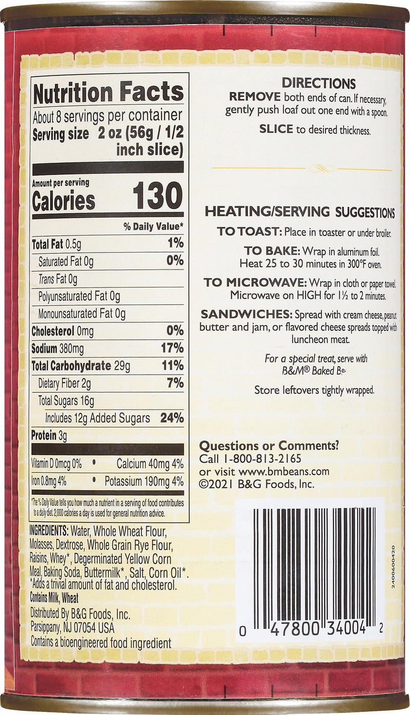 B&M Brown Bread, Raisin, 16 Ounce - Image 4